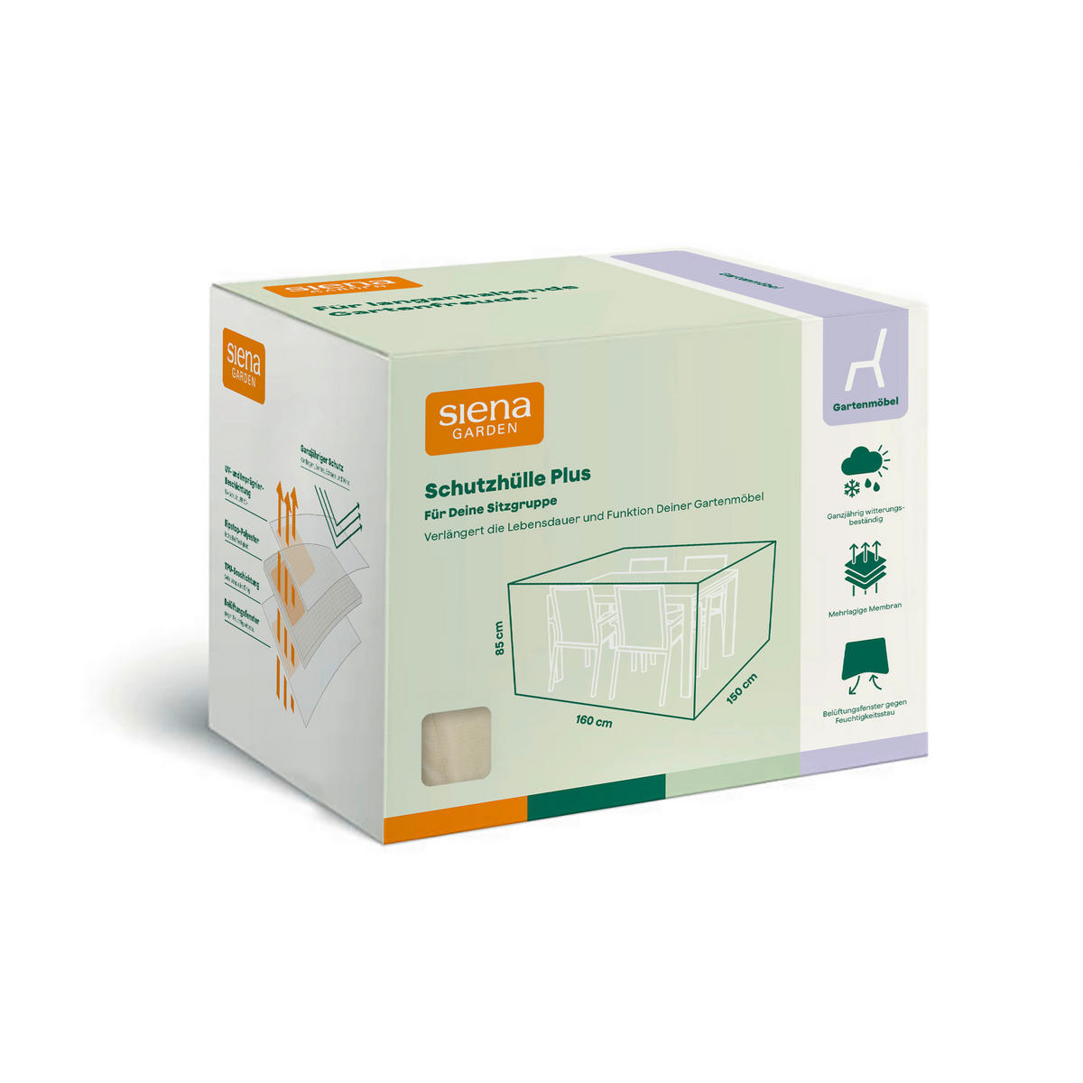 SCHUTZHÜLLE 160/85/150 cm  - Beige, MODERN, Kunststoff (160/85/150cm) - Siena Garden