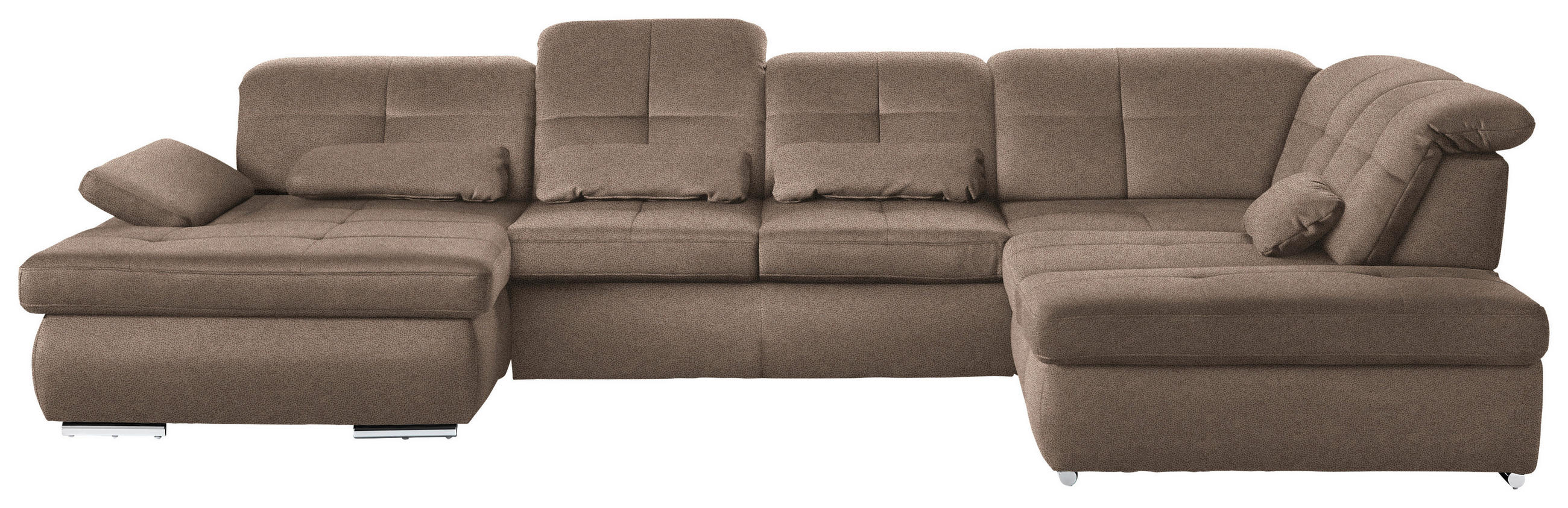 WOHNLANDSCHAFT  in Mikrofaser Sandfarben  - Sandfarben/Chromfarben, Design, Textil (195/371/260cm) - Beldomo Style