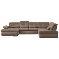 WOHNLANDSCHAFT  in Mikrofaser Sandfarben  - Sandfarben/Chromfarben, Design, Textil (195/371/260cm) - Beldomo Style