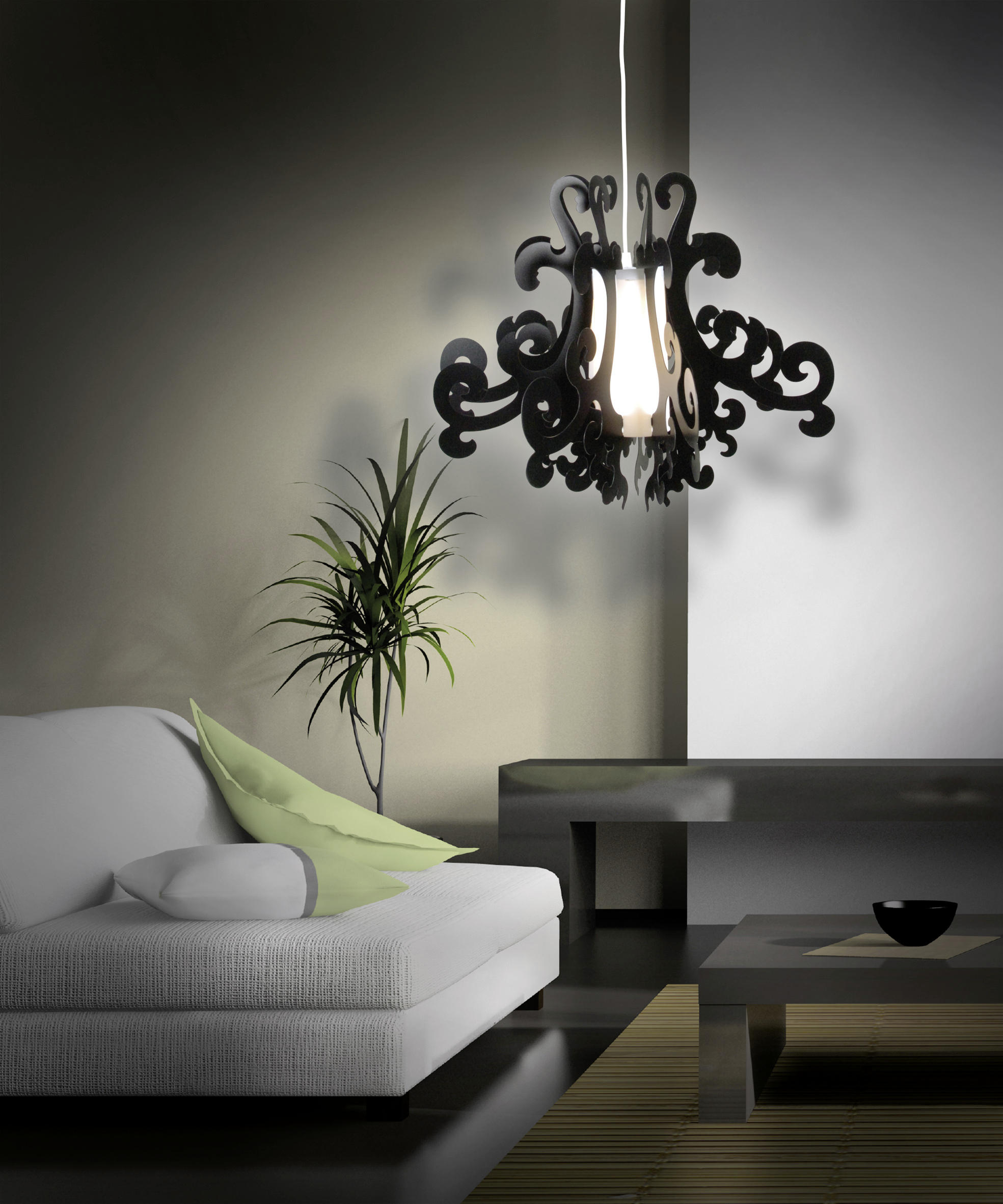 KRONLEUCHTER GRETTA 55/45 cm   - Schwarz, Trend, Kunststoff (55/45cm) - Näve