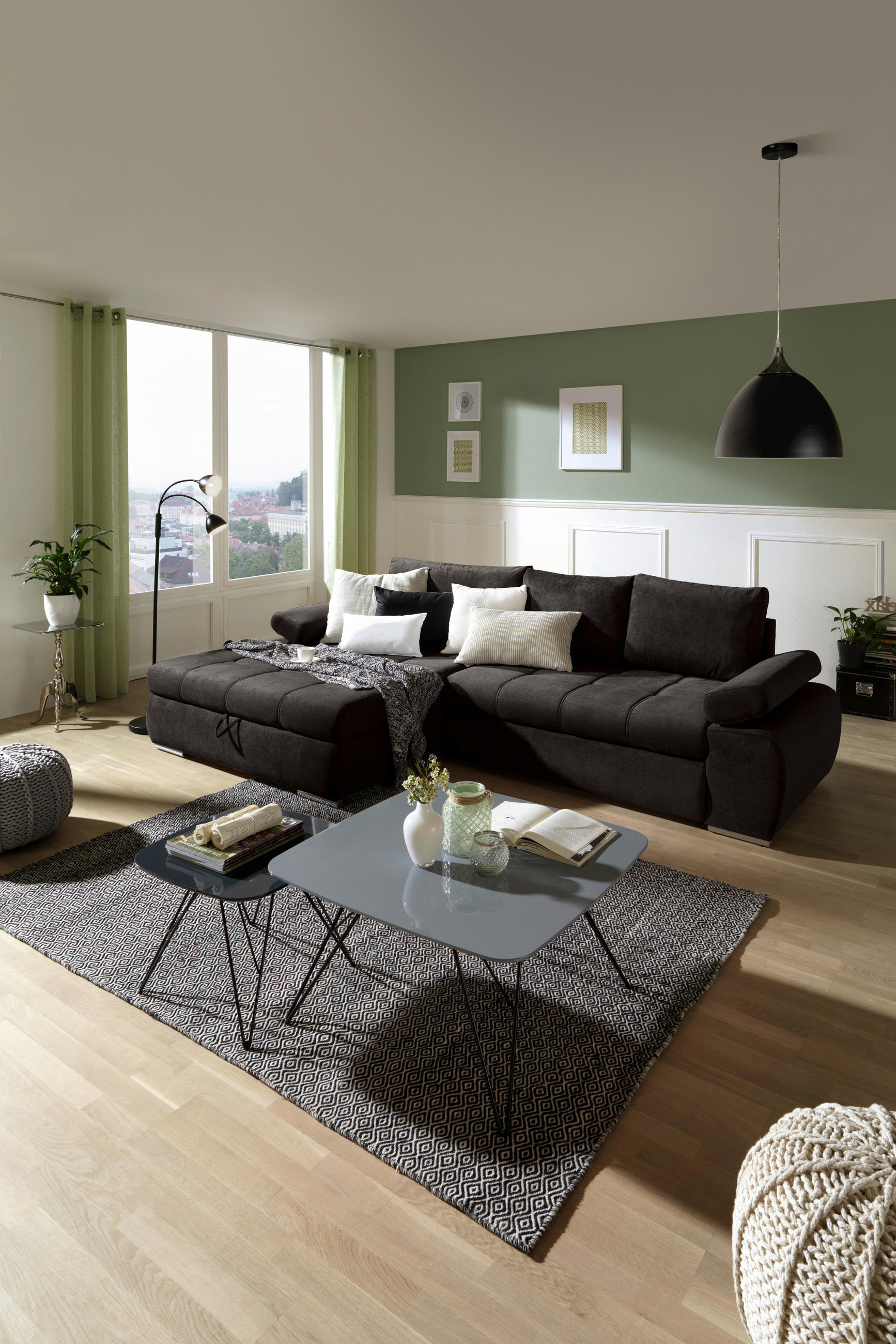ECKSOFA Graubraun Flachgewebe  - Chromfarben/Graubraun, Design, Kunststoff/Textil (173/294cm) - Carryhome