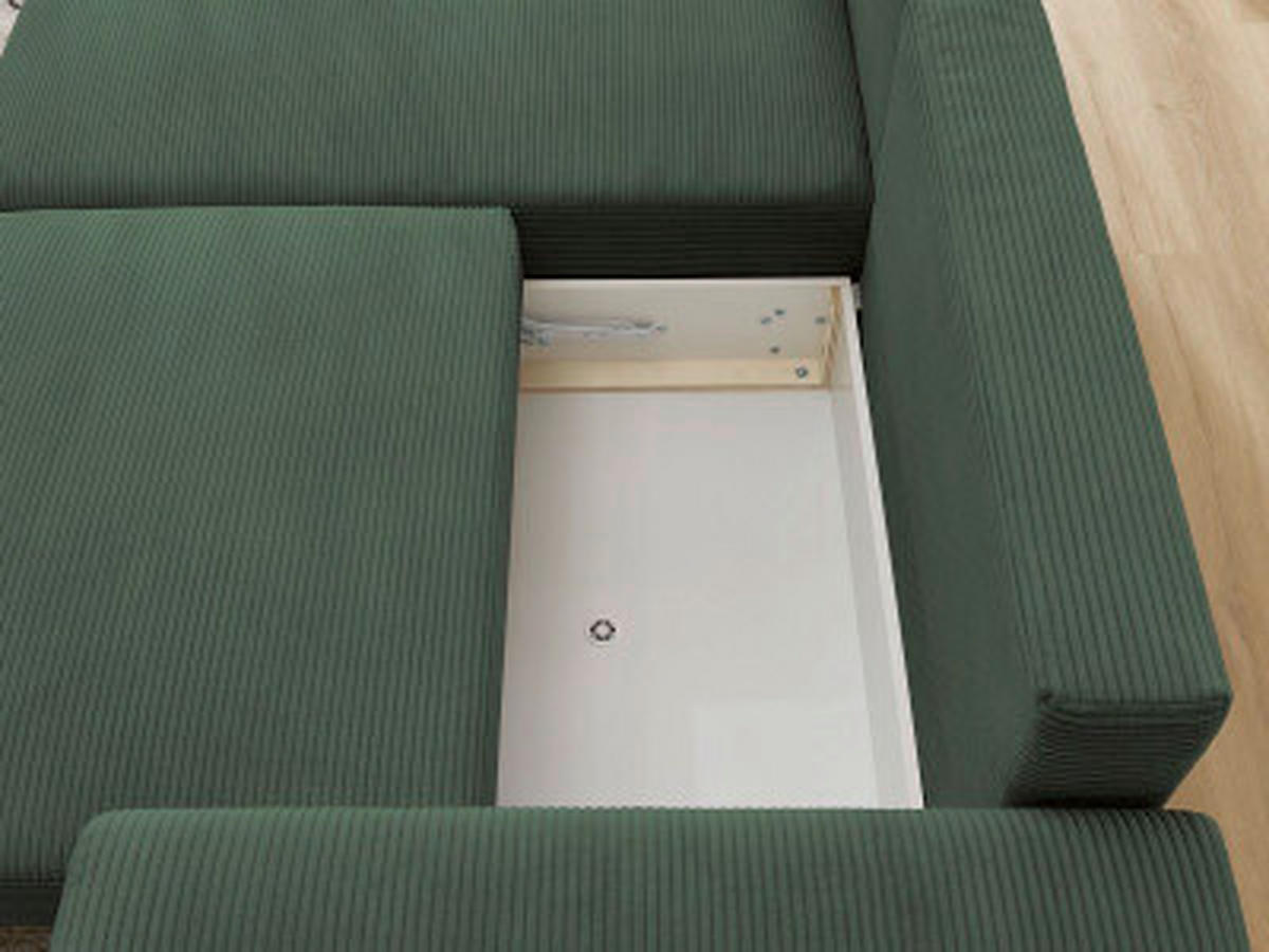 ECKSOFA Ottomane links  ATILLA Dunkelgrün Cord  - Dunkelgrün/Schwarz, MODERN, Kunststoff/Textil (149/244cm)