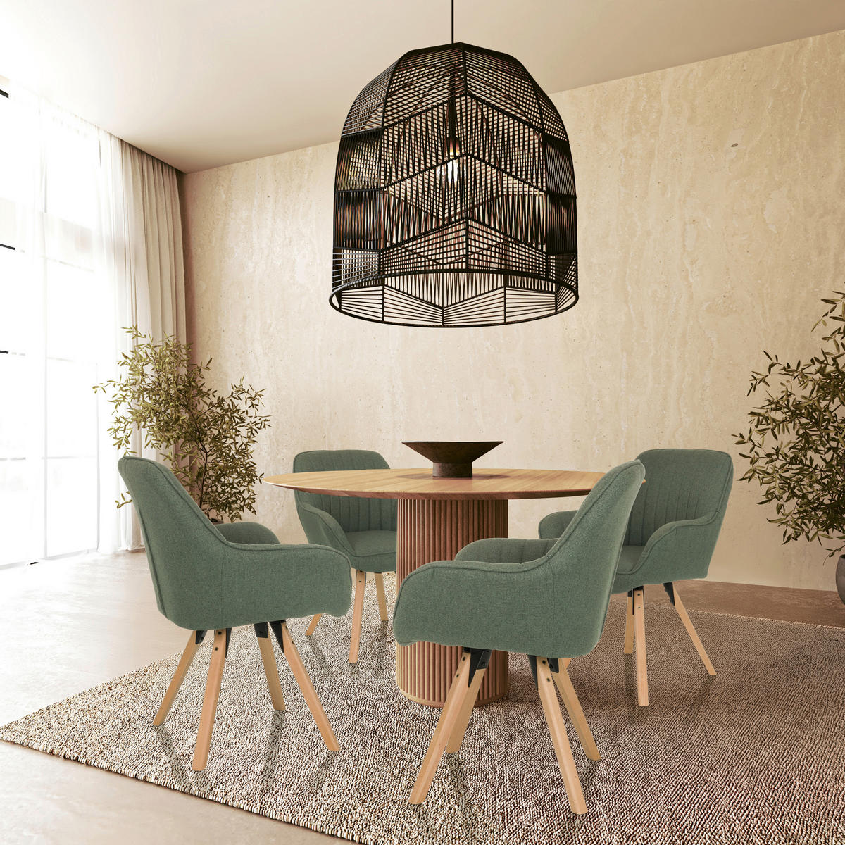 ARMLEHNSTUHL     Mintgrau  - Mintgrau/Buchefarben, MODERN, Holz/Textil (56/84/62cm) - MID.YOU