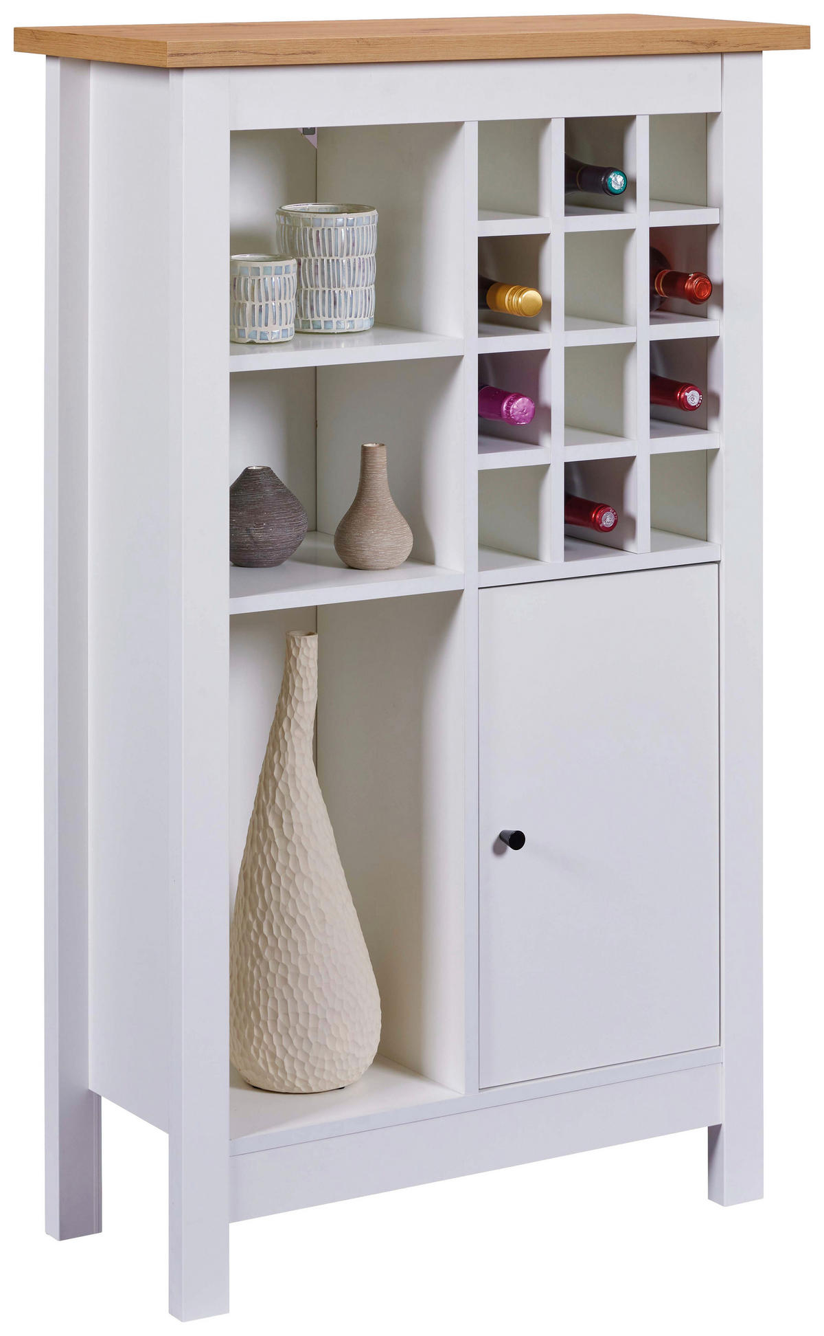 WEINSCHRANK 77/124/33 cm  - Schwarz/Weiß, Design, Holzwerkstoff/Metall (77/124/33cm) - Livetastic