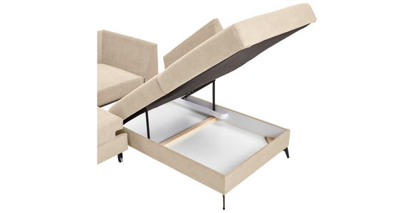 ECKSOFA Beige Chenille - Beige/Schwarz, KONVENTIONELL, Textil/Metall (275/257cm) - Carryhome