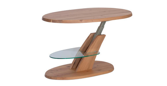 COUCHTISCH in Holz, Glas 100/65/48-65 cm - Eichefarben, Natur, Glas/Holz (100/65/48-65cm) - Venda