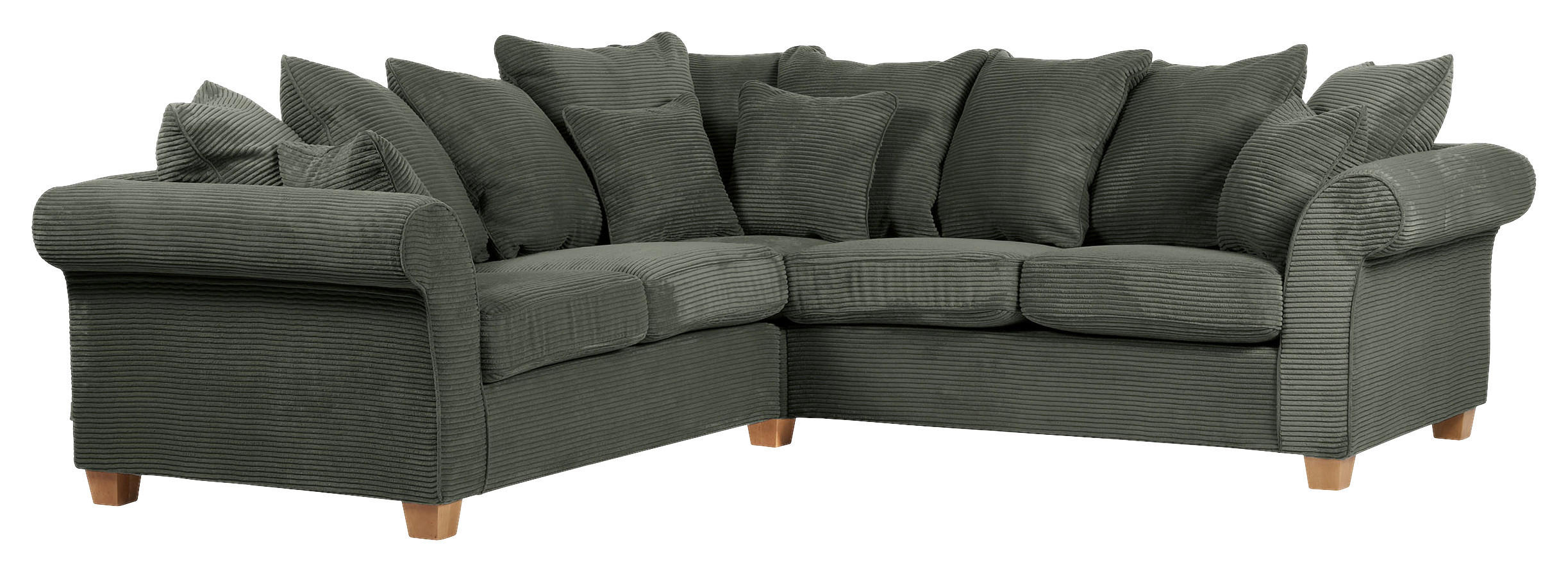CORD-ECKSOFA Dunkelgrün Cord  - Dunkelgrün/Eichefarben, LIFESTYLE, Holz/Textil (250/250cm) - Landscape