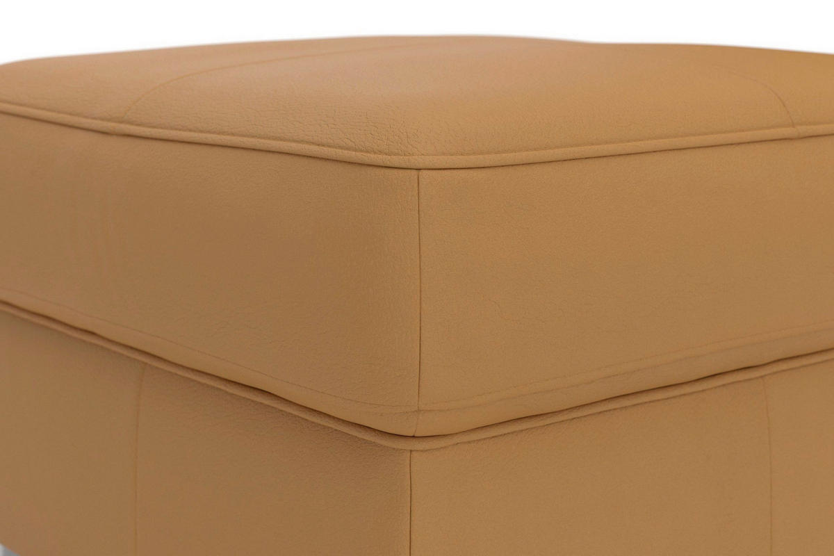 HOCKER ARNGAST E Echtleder Currygelb  - Chromfarben/Currygelb, Basics, Leder/Metall (58/48/58cm) - Sit & More