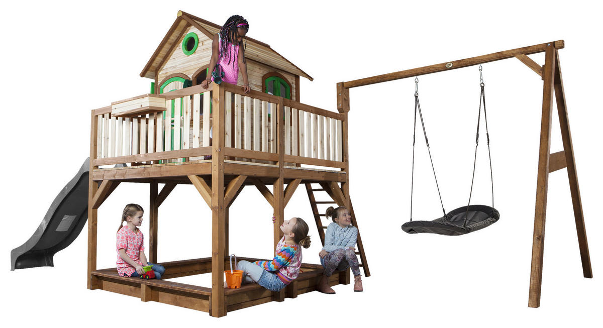 SPIELTURM 613/291/277 cm  - Braun/Grau, Konventionell, Holz (613/291/277cm)