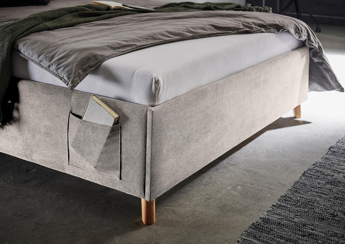 POLSTERBETT 140/200 cm  in Beige  - Eichefarben/Beige, Konventionell, Holz/Textil (140/200cm) - Stylife