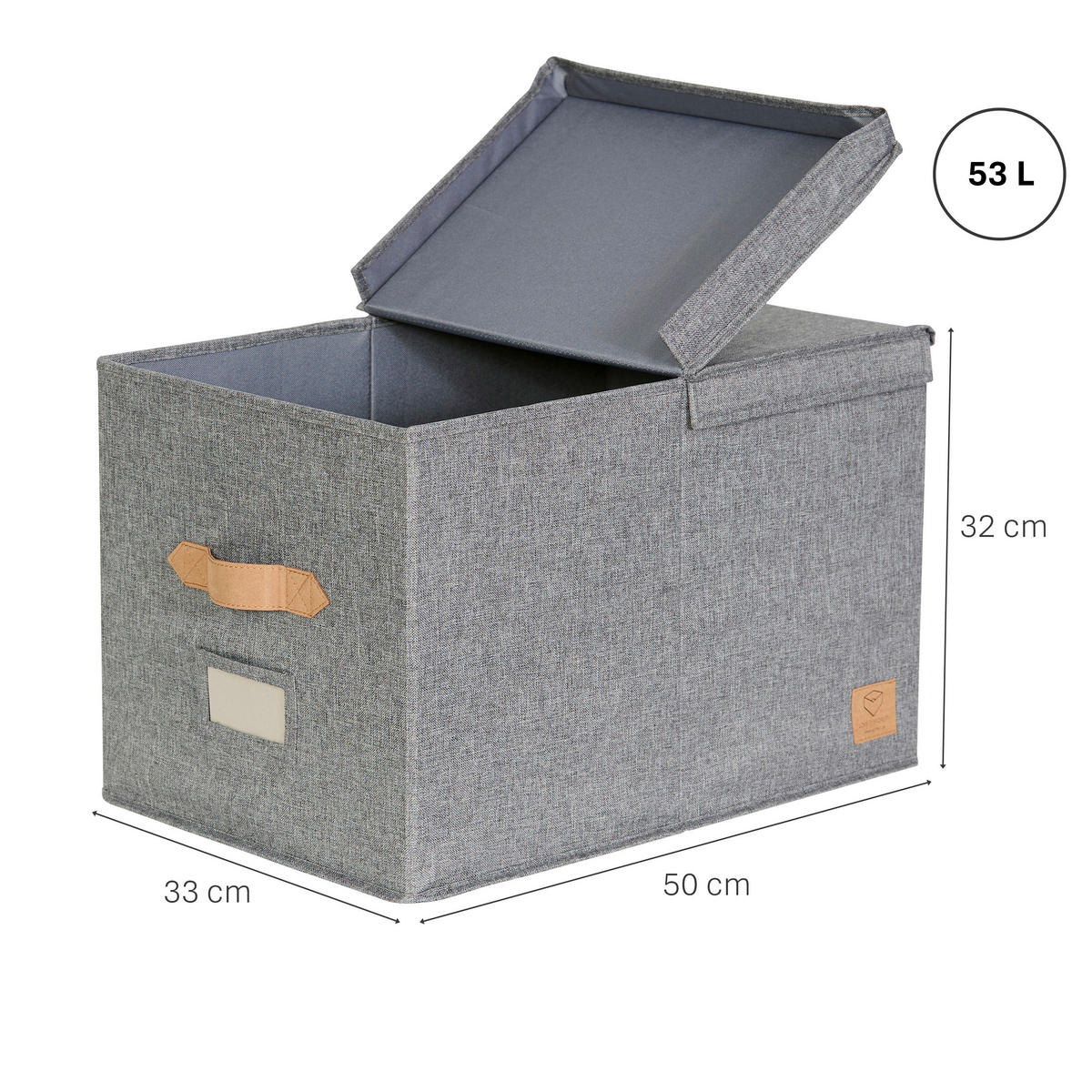 BOX MIT DECKEL Premium  - Grau, Basics, Holzwerkstoff/Textil (50/33/32cm) - Store It
