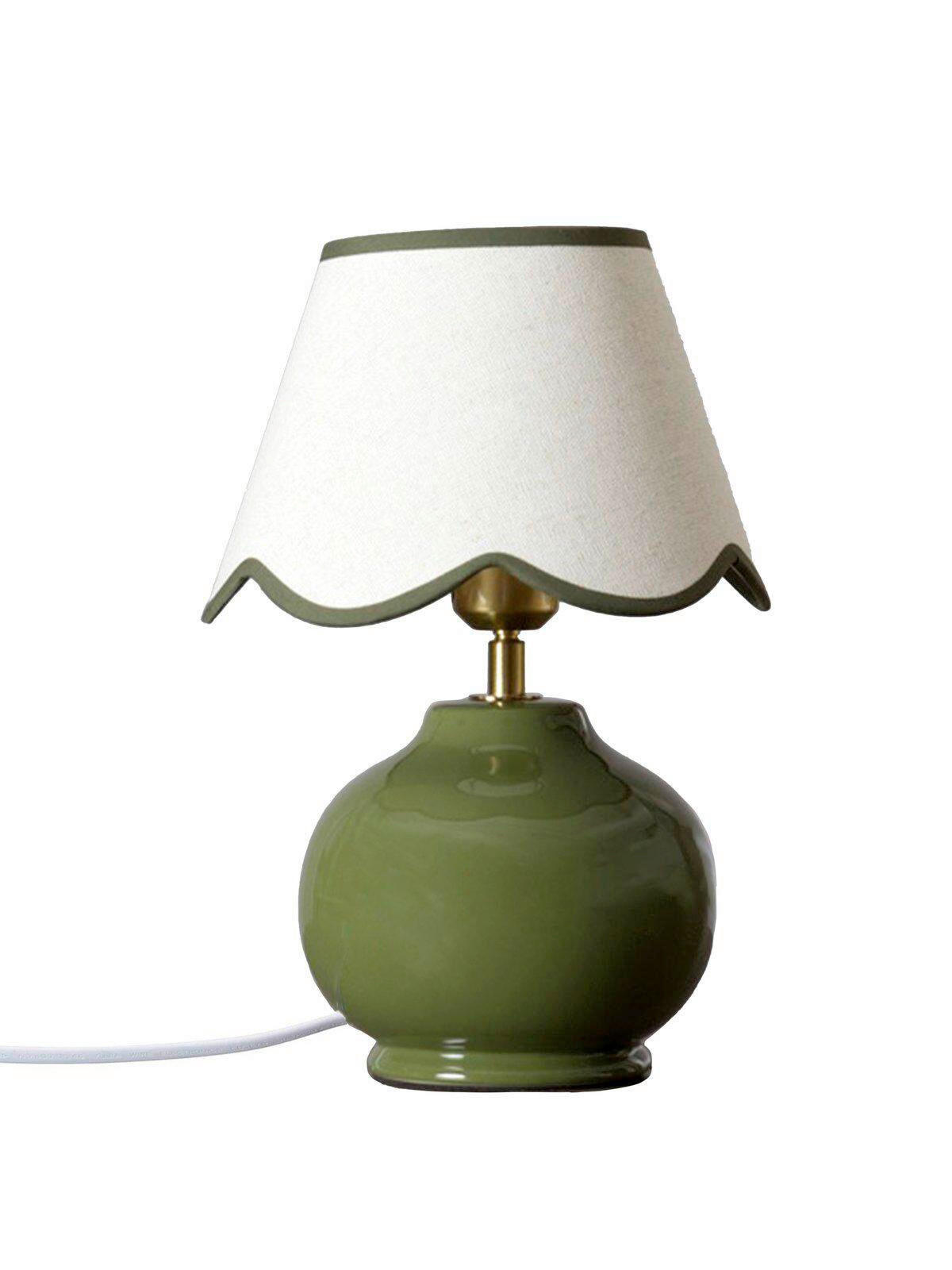 TISCHLEUCHTE 23/34 cm   - Dunkelgrün/Beige, LIFESTYLE, Keramik (23/34cm)