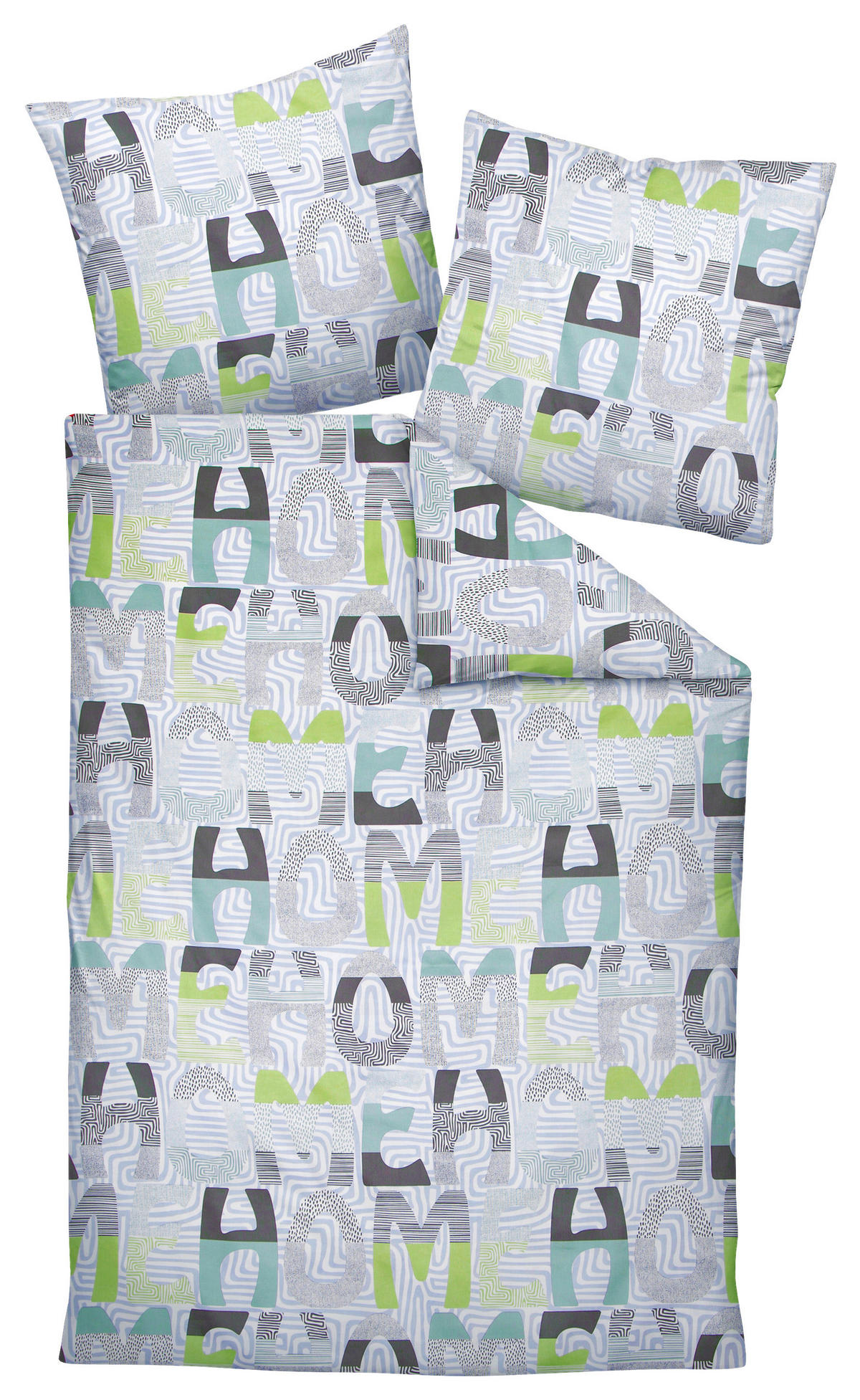 BETTWÄSCHE PALERMO Makosatin 155/220 cm  - Grau/Grün, Design, Textil (155/220cm) - Janine