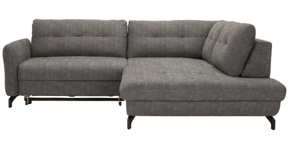 ECKSOFA in Flachgewebe, Leinenoptik Taupe  - Taupe/Schwarz, Design, Textil/Metall (247/208cm) - Xora