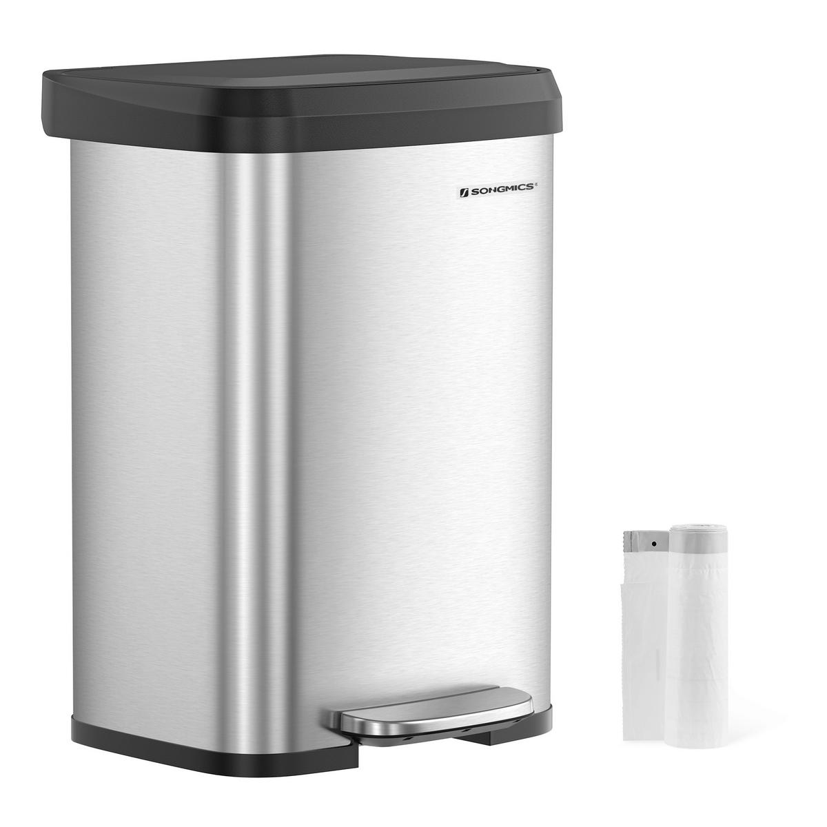 ABFALLSAMMLER 50 l  Metall, Kunststoff  - Silberfarben/Schwarz, Basics, Kunststoff/Metall (40,4/58,5/38cm)