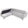 ECKSOFA Hellgrau Velours Bettkasten, Schlaffunktion, Rücken echt, Kopfteilverstellung, Liegefläche im Originalstoff  - Hellgrau/Schwarz, KONVENTIONELL, Textil/Metall (217/255cm) - Carryhome