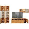 WOHNWAND  in Eichefarben  298/205,7/53,7 cm  - Eichefarben/Schwarz, Natur, Glas/Holz (298/205,7/53,7cm) - Valnatura