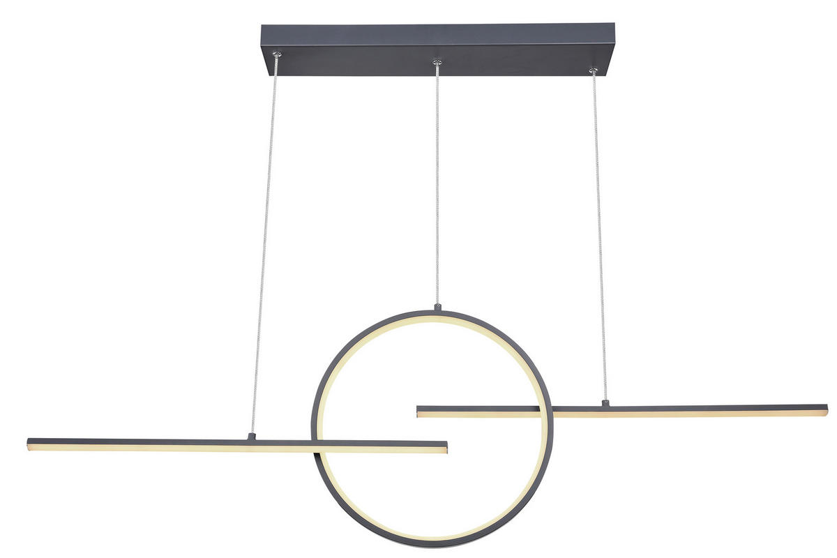 LED-HÄNGELEUCHTE 124/10,5/150 cm   - Opal/Graphitfarben, Design, Kunststoff/Metall (124/10,5/150cm) - Globo
