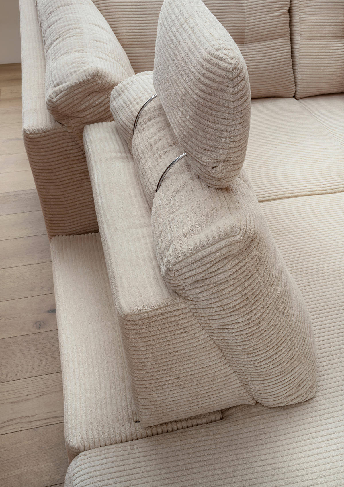 ECKSOFA Cord Beige  - Beige/Naturfarben, Modern, Holz/Textil (270/176cm) - Livetastic