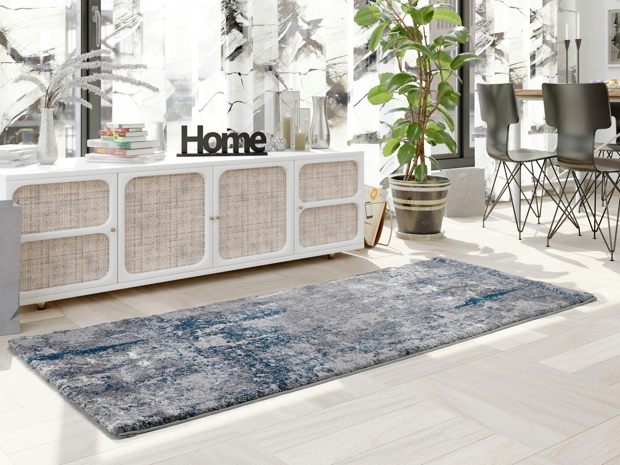 LÄUFER 80/200 cm Timeline Quantum  - Petrol/Grau, Design, Textil (80/200cm) - Novel