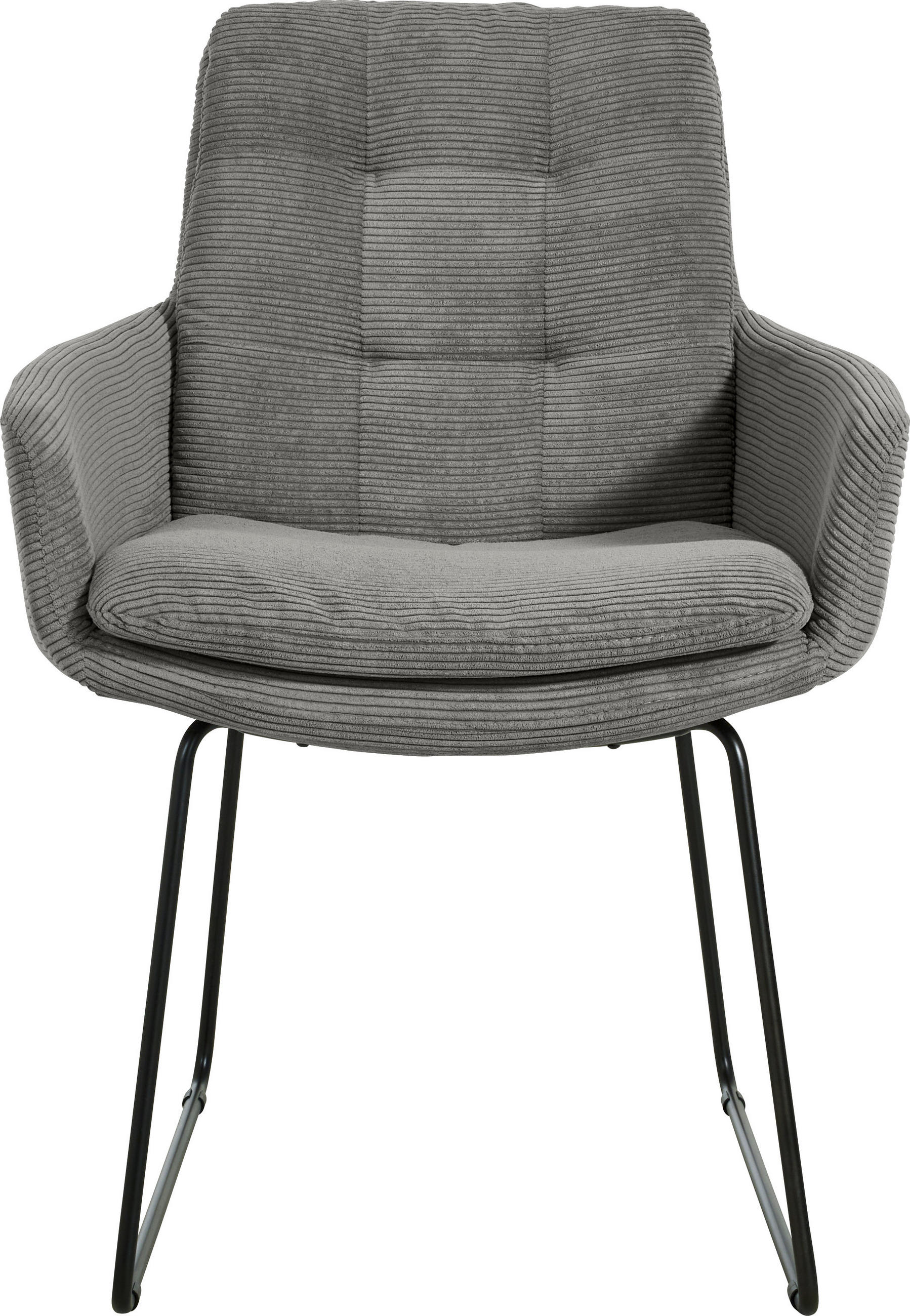 ARMLEHNSTUHL in Cord - Schwarz/Grau, Design, Textil/Metall (63/90/69cm) - Johann Jakob