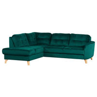 ECKSOFA Petrol Samt  - Buchefarben/Petrol, Design, Holz/Textil (190/236cm) - Livetastic