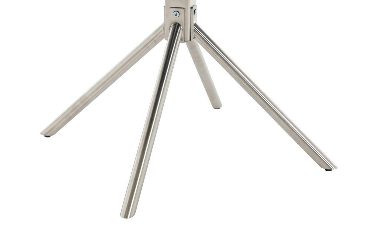 ARMLEHNSTUHL  Sitzfläche 180° drehbar, automatische Rückholfunktion Chenille  - Edelstahlfarben/Creme, MODERN, Textil/Metall (60/89/64cm) - Livetastic