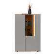HIGHBOARD  in 92,9/136,6/42 cm  - Eichefarben/Hellgrau, MODERN, Glas/Holz (92,9/136,6/42cm) - Dieter Knoll