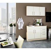 MINIKÜCHE 120 cm   in Creme  - Chromfarben/Eichefarben, Modern, Holzwerkstoff/Metall (120cm) - Held