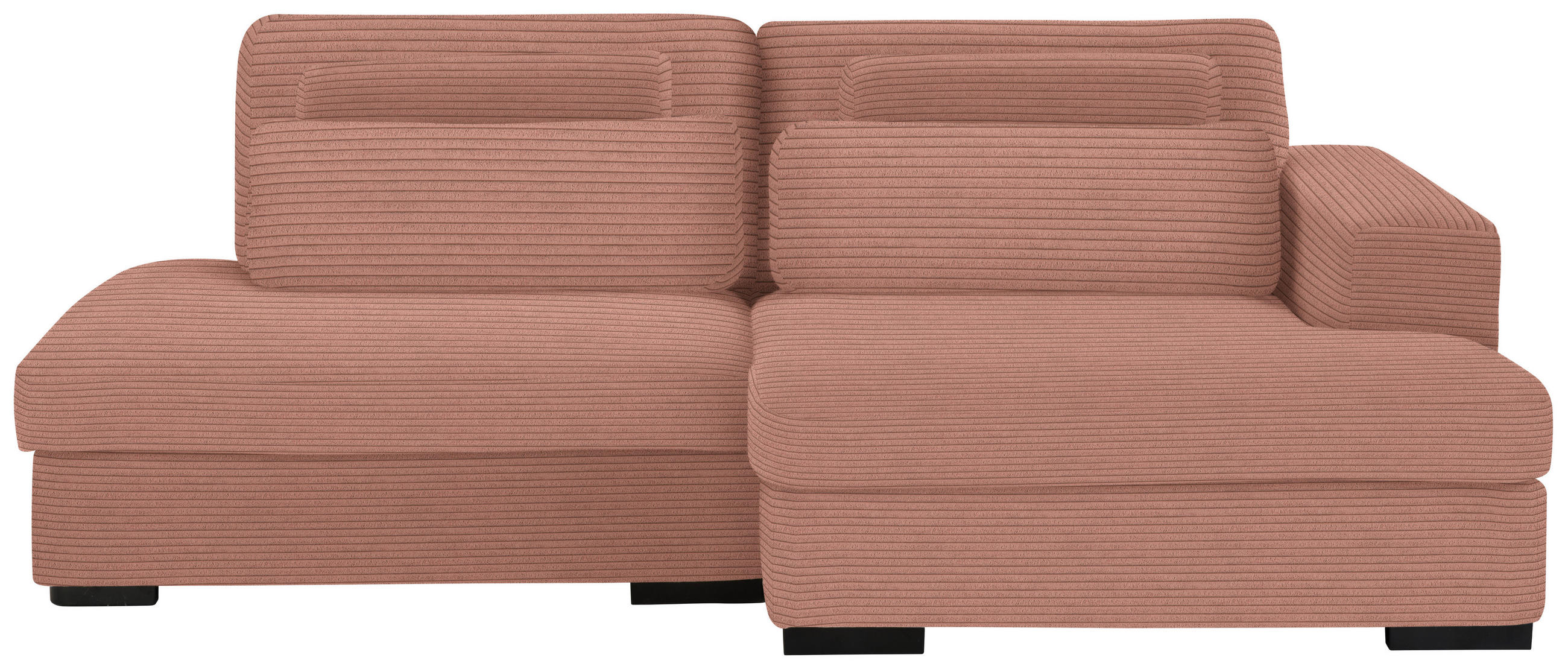 ECKSOFA Aprikose Cord  - Aprikose/Schwarz, Design, Kunststoff/Textil (223/158cm) - Lomoco