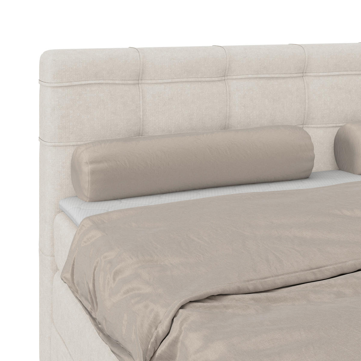 BOXSPRINGBETT 200/200 cm,  in Creme, H3 = fest  - Creme/Schwarz, KONVENTIONELL, Kunststoff/Textil (200/200cm)