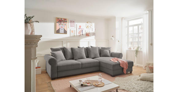 ECKSOFA Braun Cord  - Schwarz/Braun, KONVENTIONELL, Kunststoff/Textil (318/197cm) - Hom`in