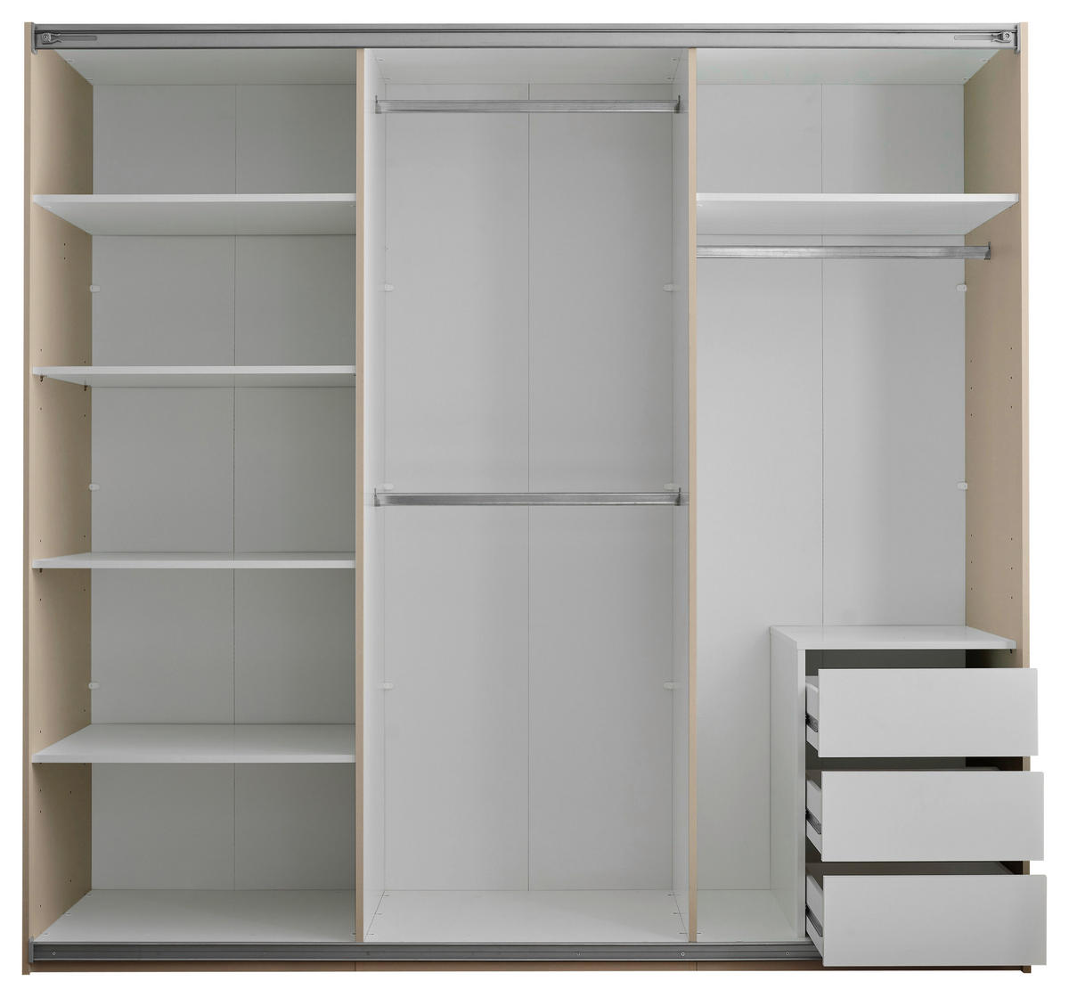 SCHWEBETÜRENSCHRANK  in Kaschmir  - Kaschmir/Schwarz, KONVENTIONELL, Glas/Holzwerkstoff (215/204/63cm) - Carryhome