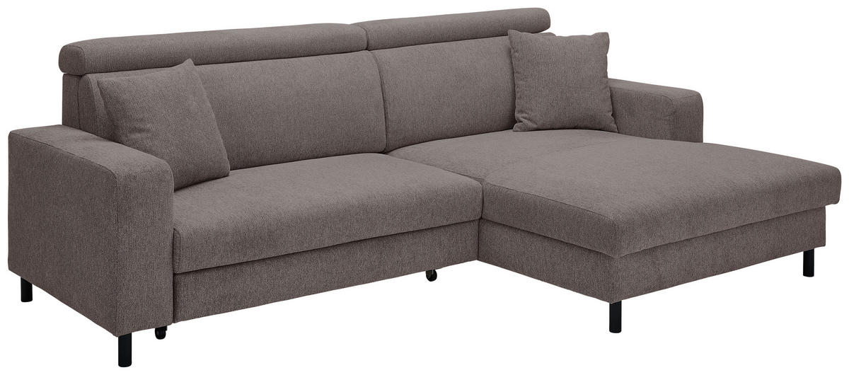 ECKSOFA Ottomane rechts, Eckteil  Mokka Flachgewebe  - Schwarz/Mokka, Design, Textil/Metall (262/166cm) - Xora