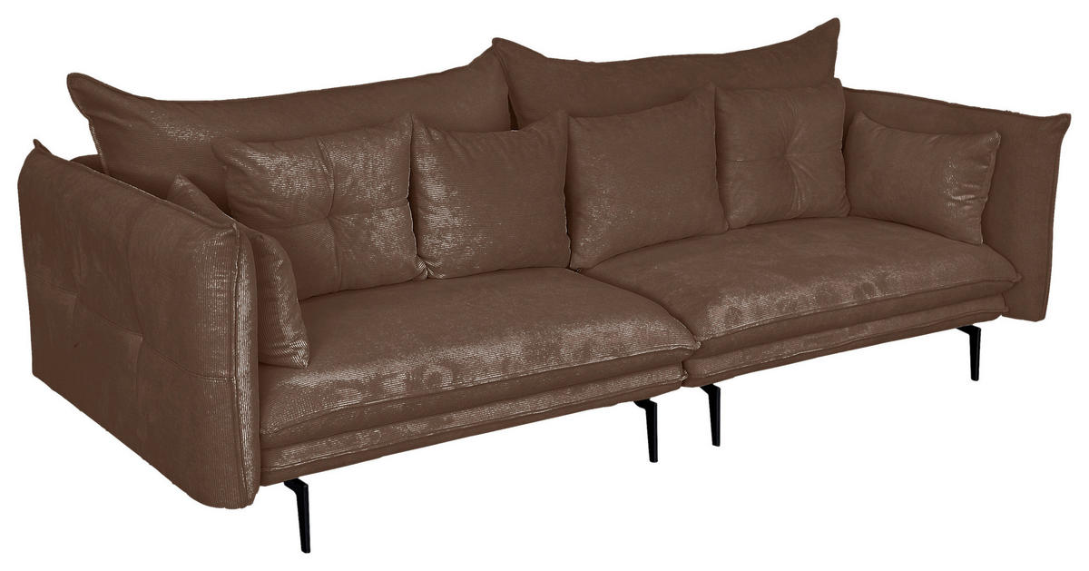 2-SITZER-SOFA Cord Braun  - Schwarz/Braun, Design, Kunststoff/Textil (262/91/115cm) - MID.YOU