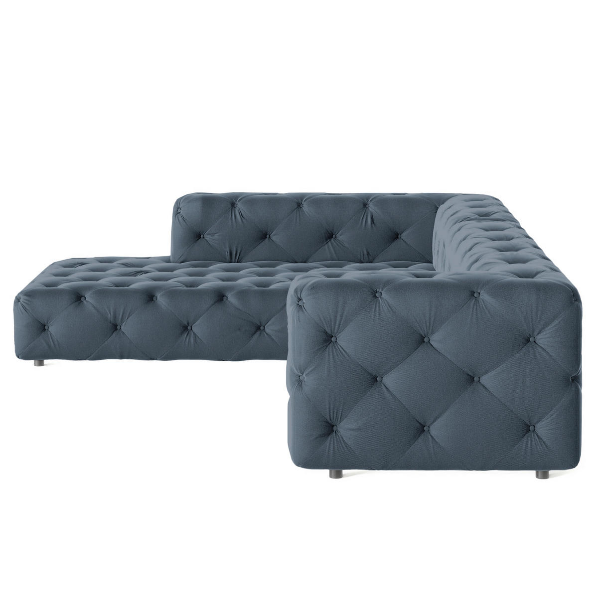 ECKSOFA Samt Dunkelblau  - Schwarz/Dunkelblau, Design, Kunststoff/Textil (228/325cm) - P & B
