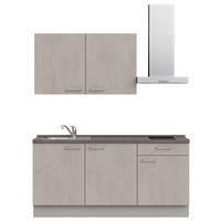 KÜCHENBLOCK 180 cm   in Grau, Schieferfarben  - Schieferfarben/Edelstahlfarben, MODERN, Holzwerkstoff/Metall (180cm) - Nobilia