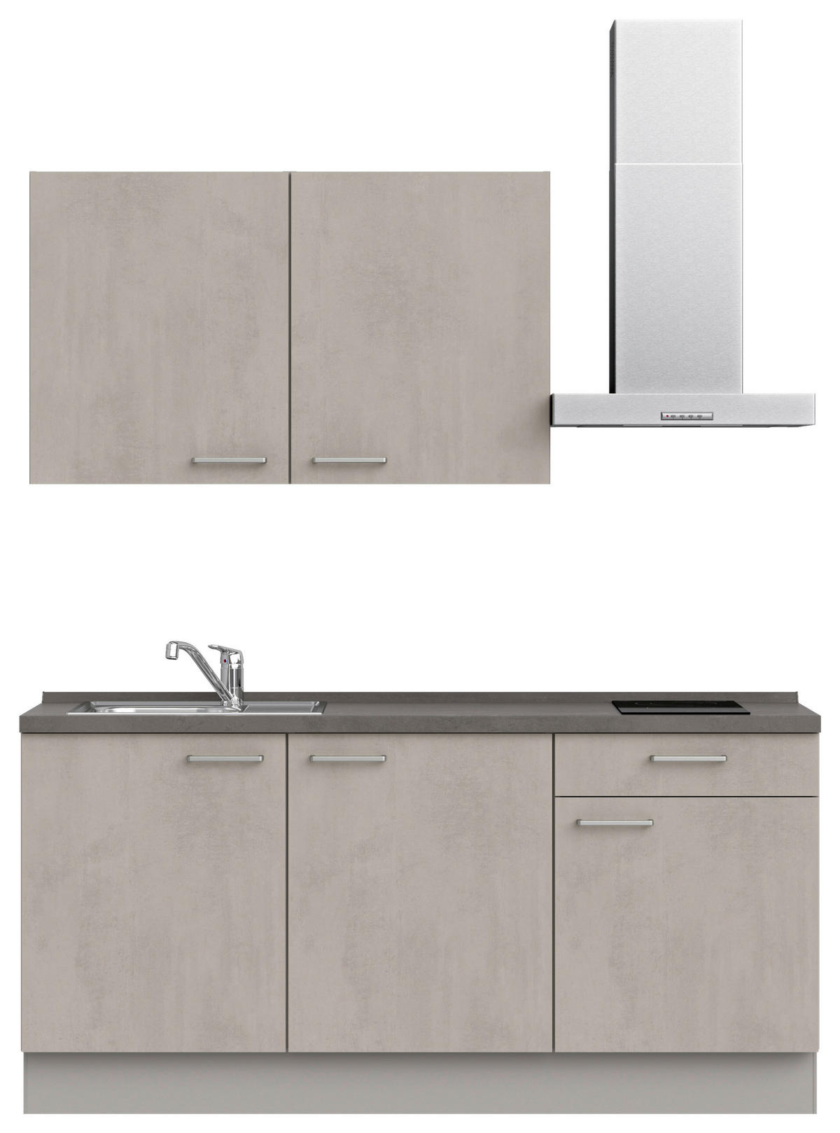 KÜCHENBLOCK 180 cm   in Grau, Schieferfarben  - Schieferfarben/Edelstahlfarben, MODERN, Holzwerkstoff/Metall (180cm) - Nobilia