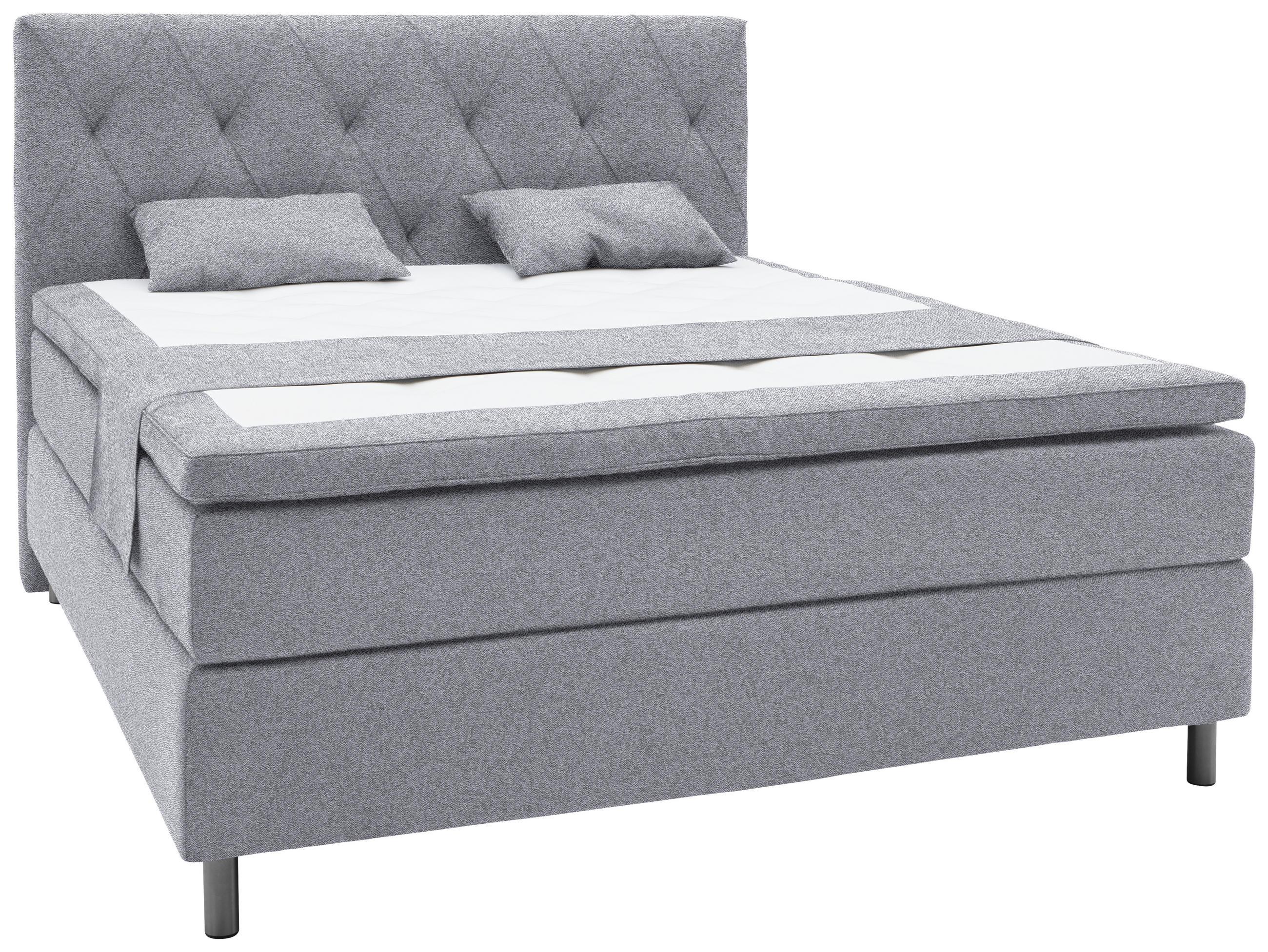 KONTINENTALSÄNG 160/200 cm i grå - alufärgad/grå, Design, metall/träbaserade material (160/200cm) - Elegando