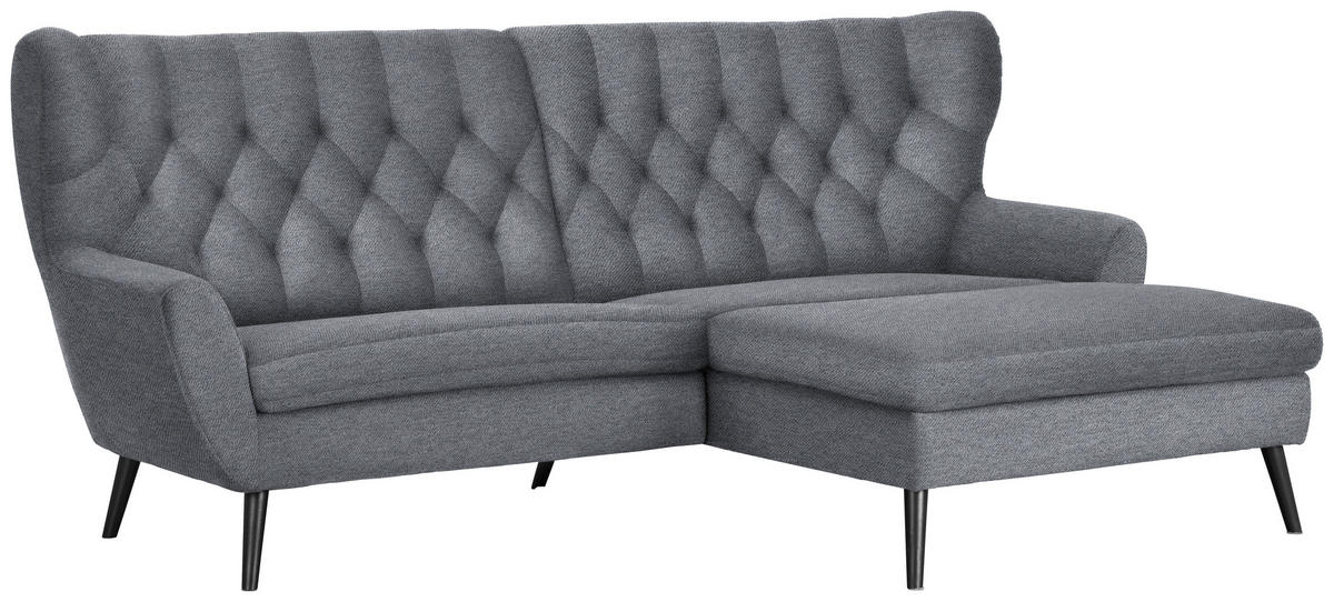 ECKSOFA in Mikrofaser Grau  - Schwarz/Grau, Design, Holz/Textil (237/165cm) - Stylife