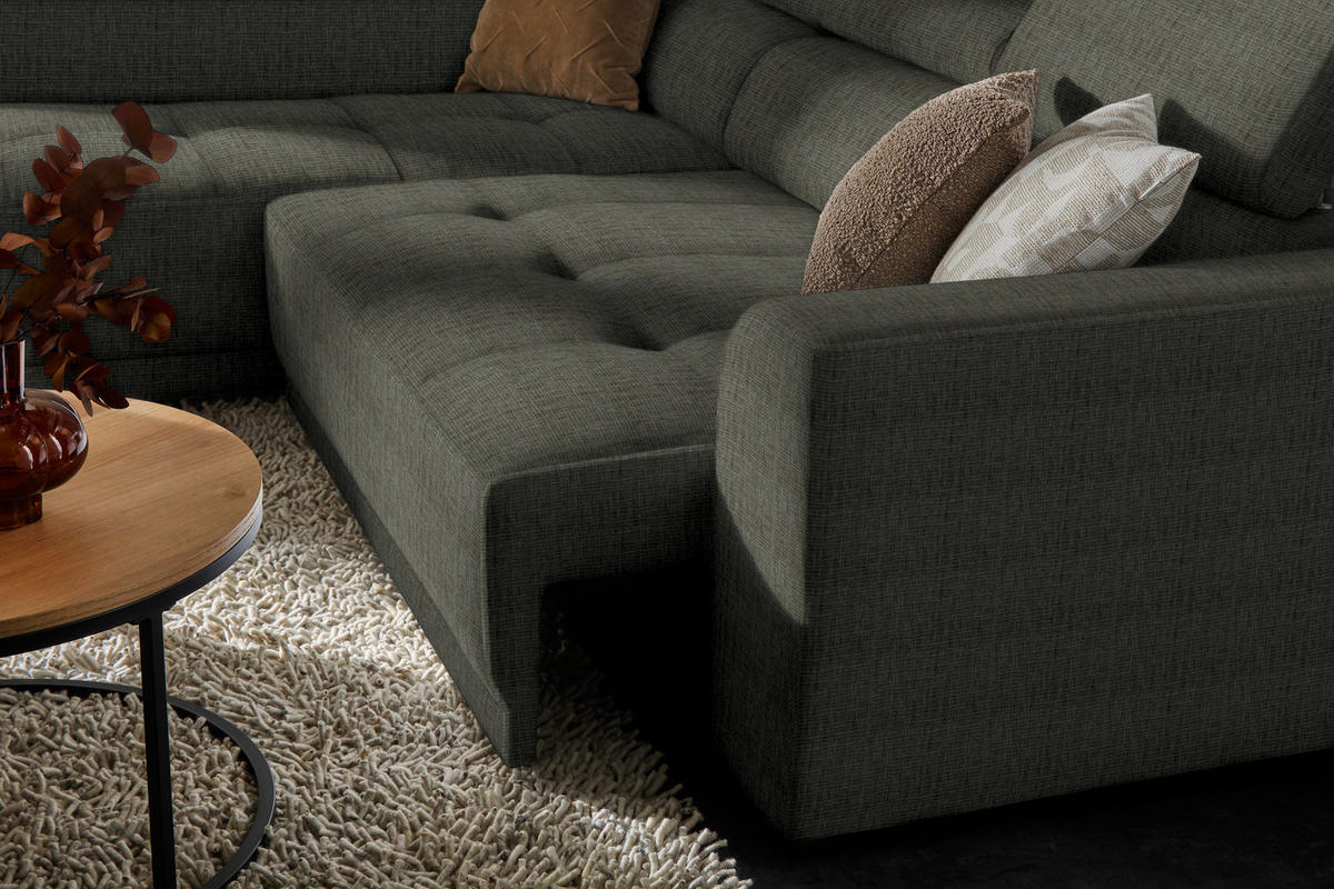ECKSOFA in Chenille Graubraun  205/284 cm  - Graubraun/Schwarz, Design, Kunststoff/Textil (205/284cm) - Xora