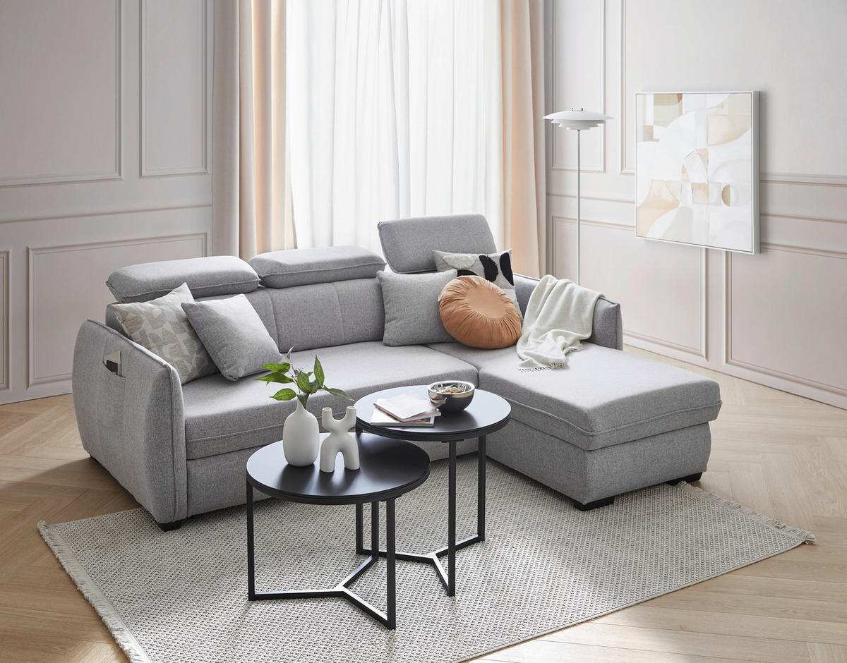 ECKSOFA in Flachgewebe Grau  - Schwarz/Grau, Modern, Kunststoff/Textil (182/237cm) - Carryhome