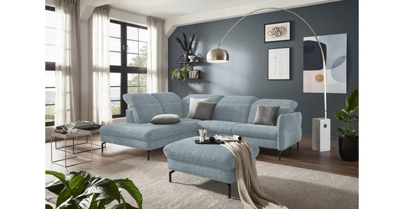 ECKSOFA in Flachgewebe Hellblau 233/299-313 cm - Schwarz/Hellblau, Design, Textil/Metall (233/299-313cm) - Dieter Knoll