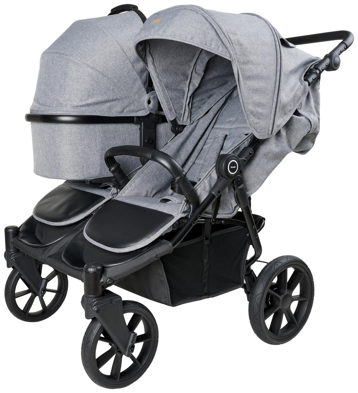 ZWILLINGSWAGEN  - Schwarz/Grau, Basics, Textil/Metall (100/110/75cm) - Jimmylee