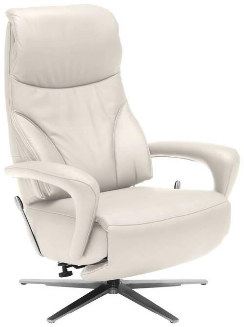 RELAXSESSEL in Leder Creme, Ecru  - Ecru/Edelstahlfarben, Design, Leder/Metall (75/106/88cm) - Dieter Knoll