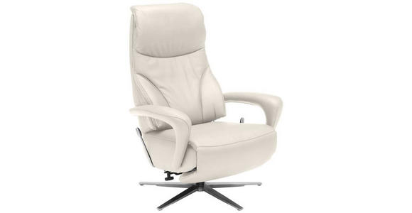 RELAXSESSEL in Leder Creme, Ecru  - Ecru/Edelstahlfarben, Design, Leder/Metall (75/106/88cm) - Dieter Knoll