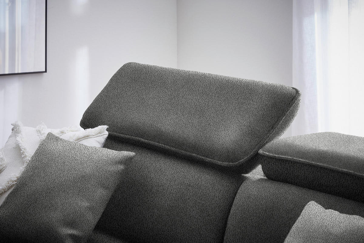 ECKSOFA in Flachgewebe Graubraun  - Graubraun/Schwarz, Design, Holz/Textil (185/232cm) - Stylife
