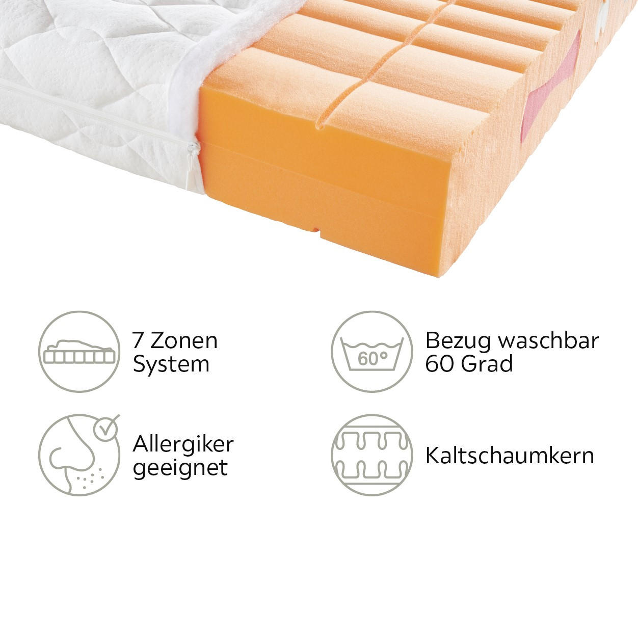 KALTSCHAUMMATRATZE 100/200 cm Höhe ca. 21 cm  - Weiß, Basics, Textil (100/200cm) - Sleeptex