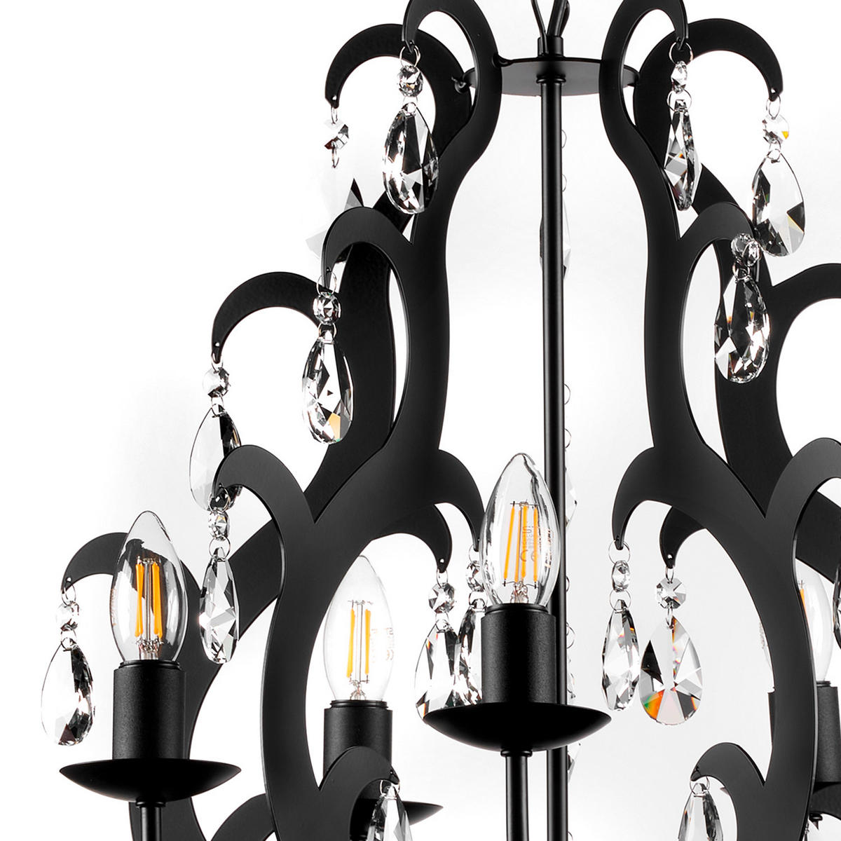 KRISTALL-HÄNGELEUCHTE 45/110 cm   - Schwarz, Trend, Glas/Metall (45/110cm)