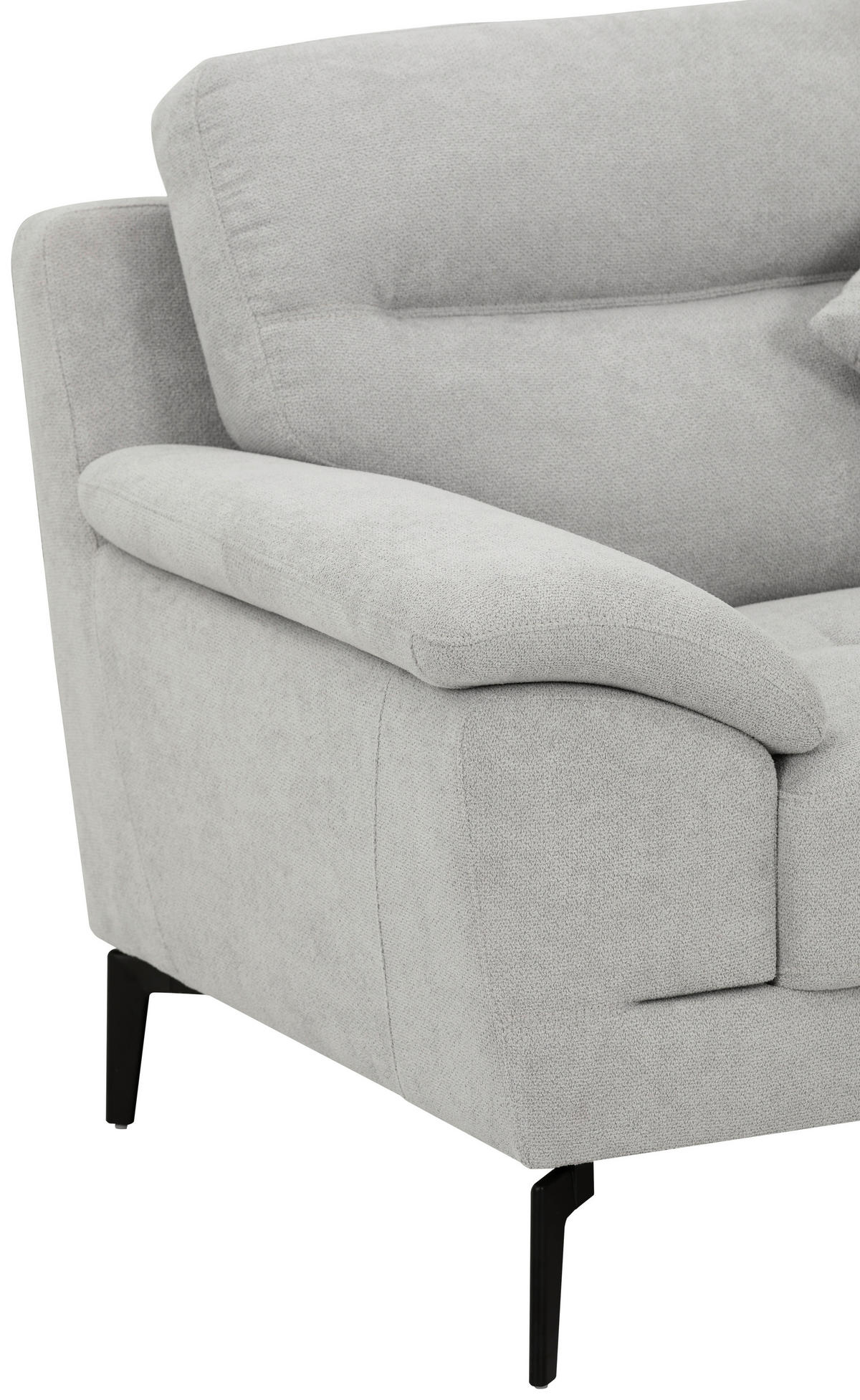 BOXSPRINGSOFA in Textil Grau  - Schwarz/Grau, KONVENTIONELL, Textil/Metall (215/92/94cm) - Livetastic